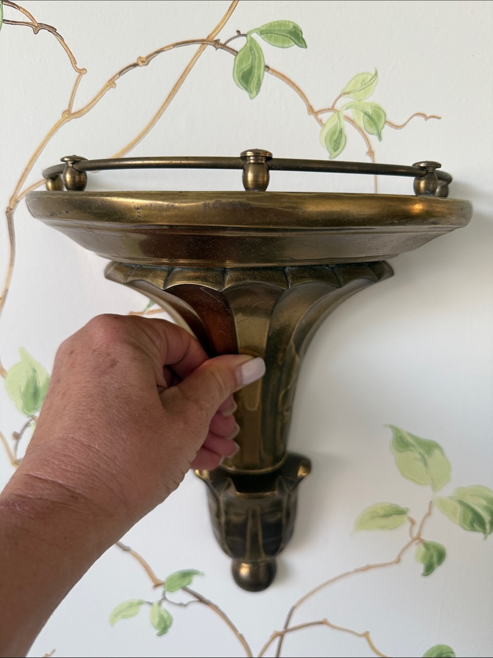 Vintage Brass Wall Sconce Shelf - Picture 5 of 9
